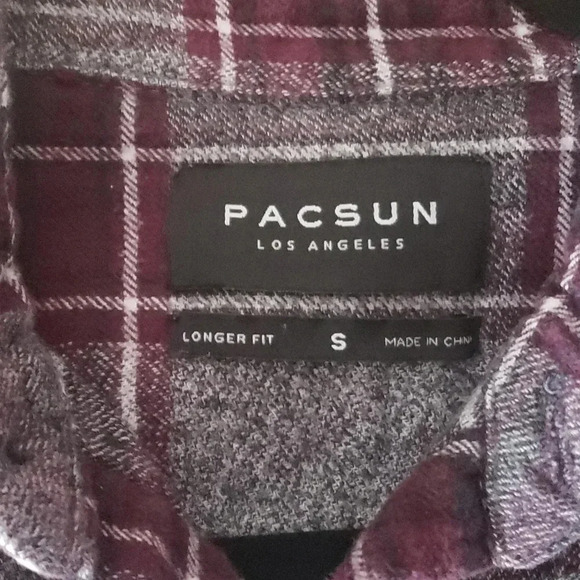 Pacsun longer fit flannel button down gray, maroon, white, black small men, wome - Picture 4 of 4